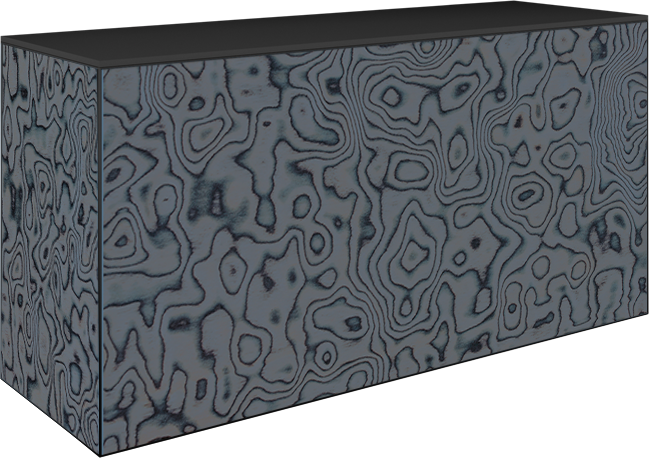 Art Series Food Station Counter - Wood Grain Slate Grey - Black Top - 60 x 180 x 90cm H